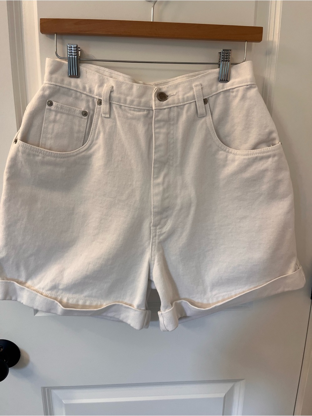 bill blass White Cuffed Denim Shorts